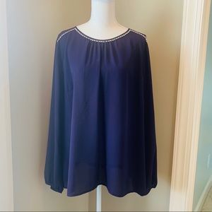 Liz Claiborne Holiday Top Jeweled Neckline XXL